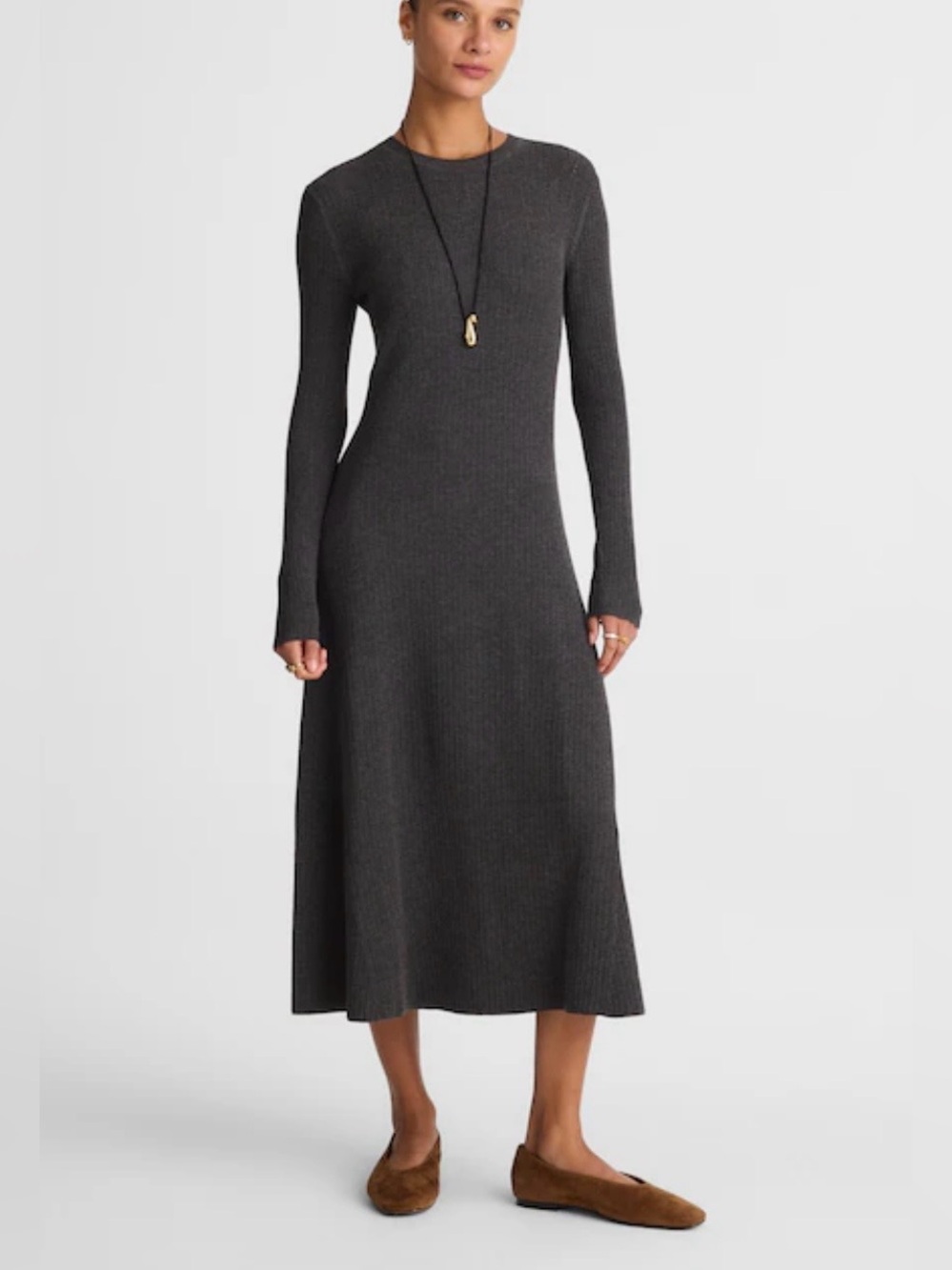 Madewell Talia The Signature Pointelle Knit Crewneck Midi Dress. Medium. NWT.